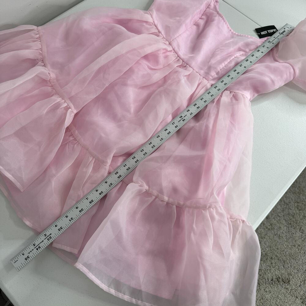 Sweet Society Hot Topic Dress Womens M Pink Chiffon Puff Sleeve Balletcore Fairy - Picture 8 of 14